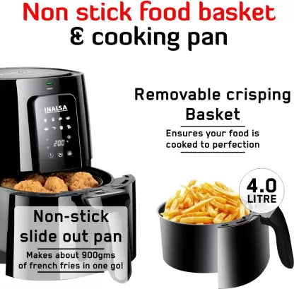 Inalsa Top Chef Digital with AirCrisp Technology, 8 Pre-set Modes Air Fryer (4 L) Inalsa Top Chef Digital with AirCrisp Technology, 8 Pre-set Modes Air Fryer (4 L)